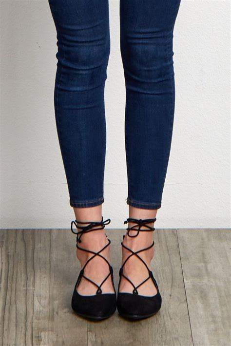 fake black lace up ballet shoes